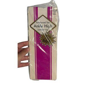 VTG Ankle High Reinforced Toe Stockings One Size Fits All Shoe 9-11 - NIP NOS